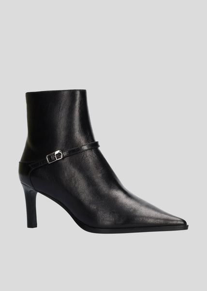 Bottines à talon en cuir noir Lola Cruz