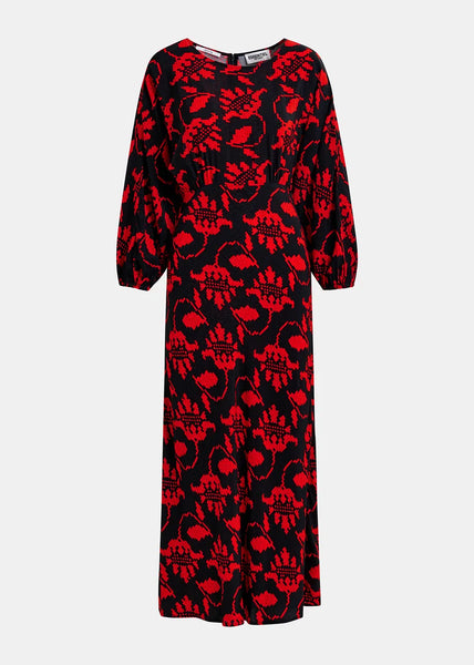 Robe Maxi Fleuri Ganger Rouge ESSENTIEL