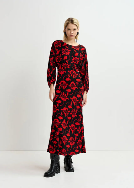 Robe Maxi Fleuri Ganger Rouge ESSENTIEL