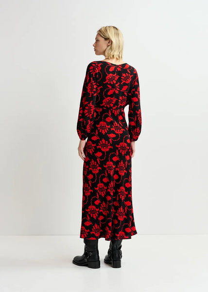 Robe Maxi Fleuri Ganger Rouge ESSENTIEL