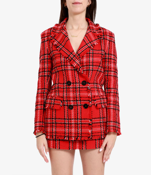 Blazer à motifs Tartan Rouge MSGM