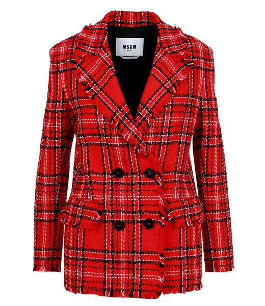 Blazer à motifs Tartan Rouge MSGM